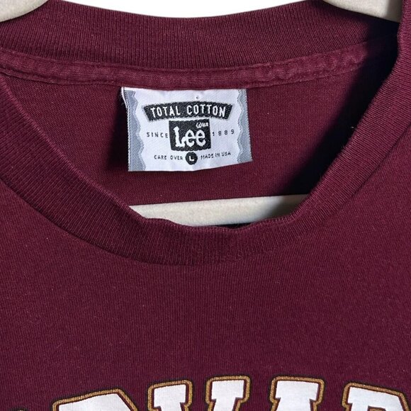 90s Vintage Harvard University T-shirt Burgundy Lee Tag Large College Academia. - Picture 4 of 4